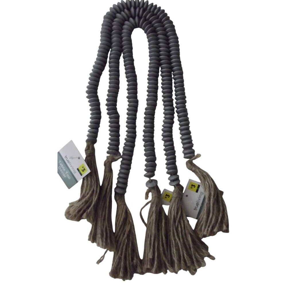 3 Jute and Bead Garland gray Plant Lady True Living Farmhouse Decor 32"